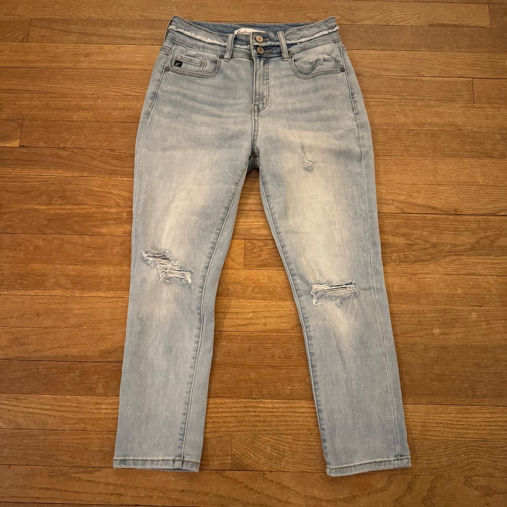 Maurices KanCan sun bleached distressed high-rise skinny ankle jeans sz 27
 b42